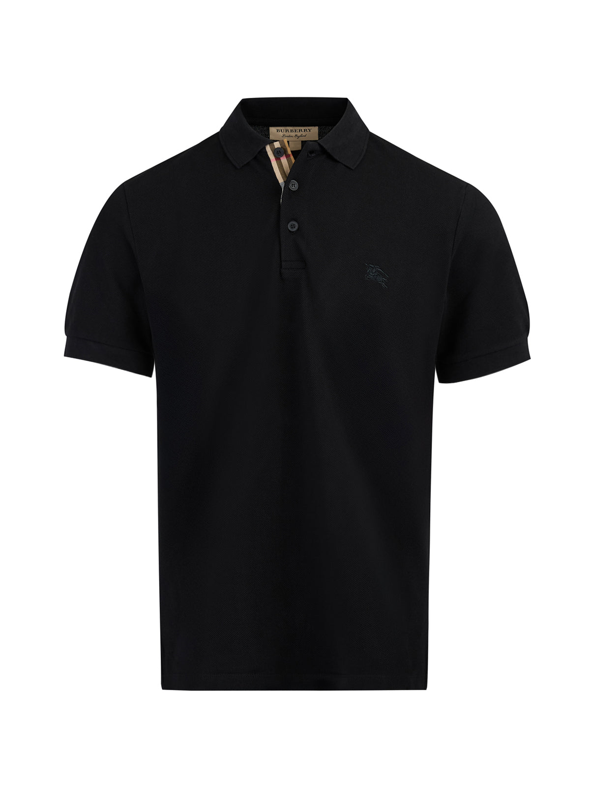 Burberry Black Cotton Collared Polo Shirt